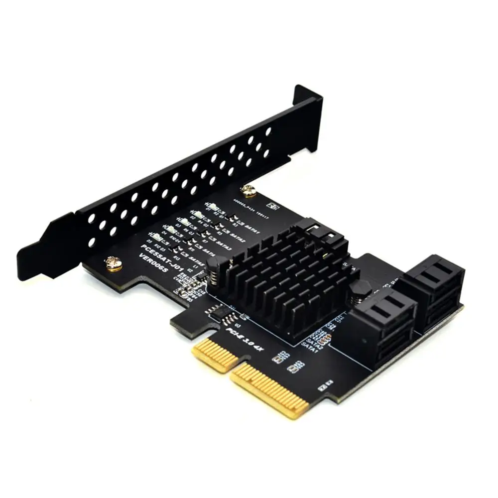 

JMS585 Chip 5Ports SATA 3.0 to PCIe PCI-E Expansion Card 4X GEN3 PCI Express SATA Adapter SATA3 Converter with Heat Sink for HDD
