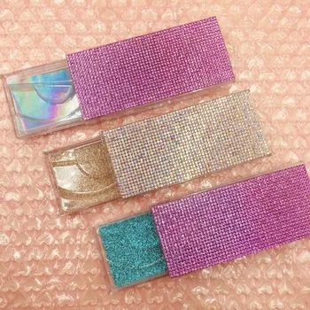 

Hot Selling Eyelash Packaging 10pcs/lot Rhinestone Lash Cases for 3d 4d 5d 6d Regular Mink Lashes