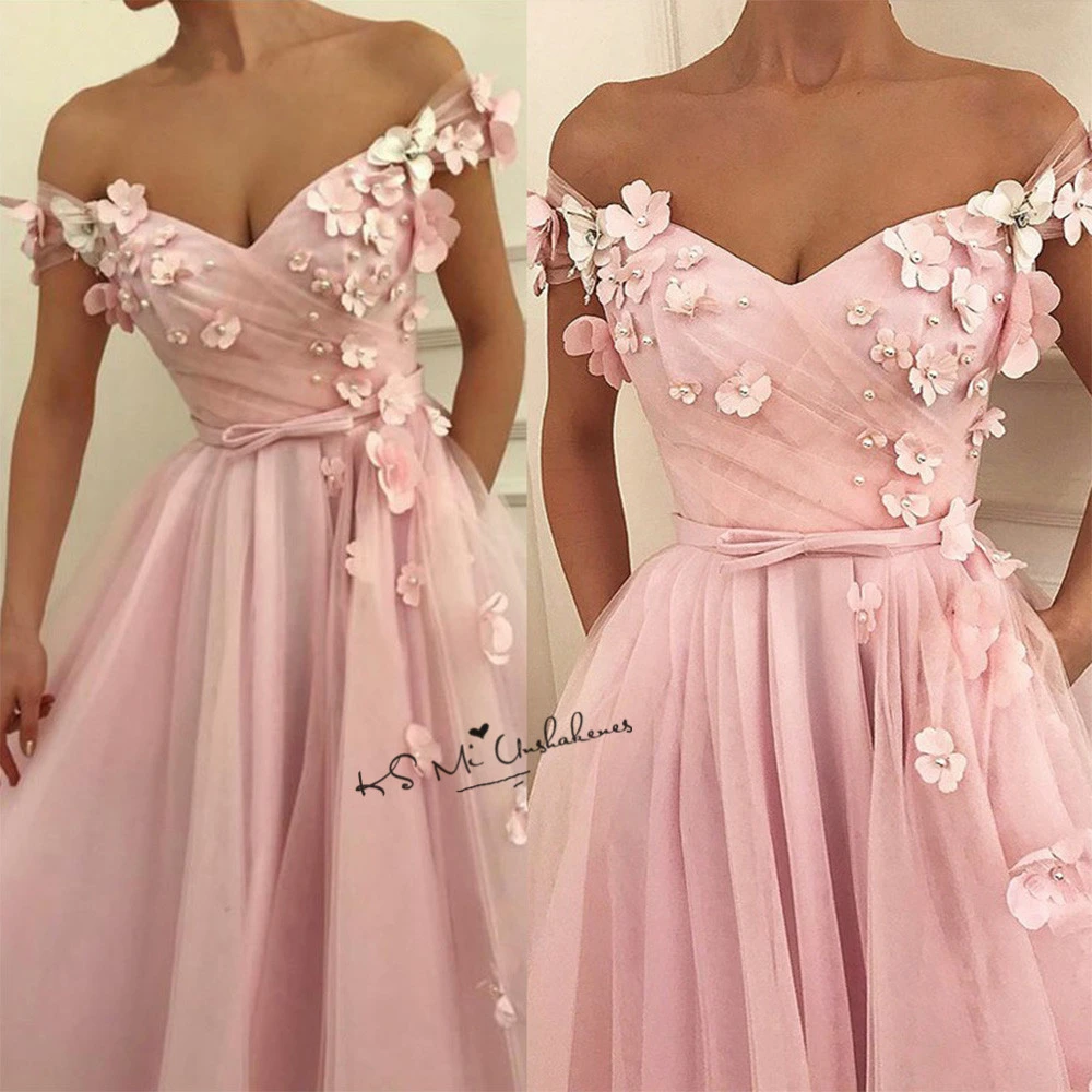 de Gala Pink Flowers Prom Dresses ...