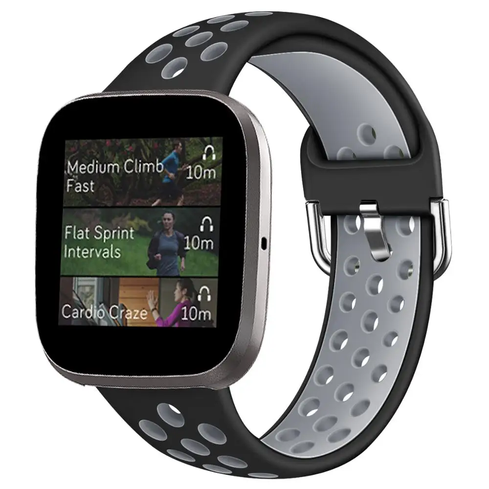 Для Fitbit Versa 2 ремешок двойной цвет ТПУ часы Браслет для Fitbit Versa Lite ремешок с пряжкой аксессуар для ремня Correa Мода - Цвет: Black Gray