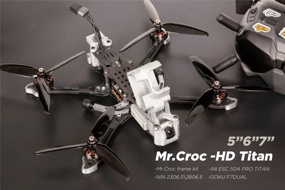 Высокое качество FLYWOO Mr. Croc HD 225 мм 5 дюймов \ 6 дюймов \ 7 дюймов FPV Фристайл Гоночная Рама Комплект для FPV HD запасные части