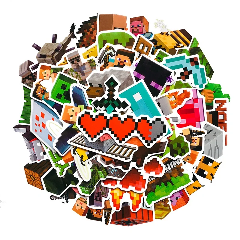 49pcs Minecrafted Stickers Children Toys Anime Game Figures PVC Waterproof Sticker for Skateboard Books Motorcycle Guitar Cars afbeelding