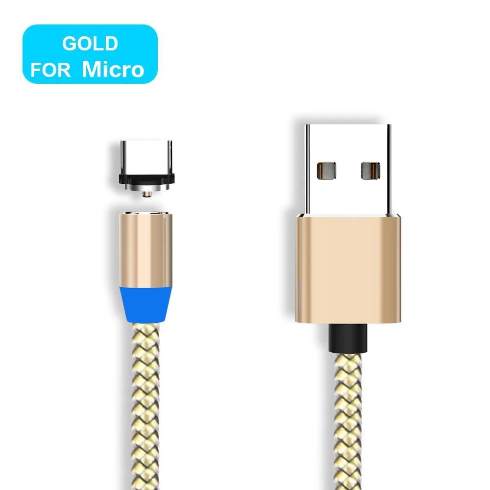 Магнитный зарядный кабель Micro usb type-C кабель для быстрой зарядки кабель usb type-C для iPhone samsung Xiaomi Redmi Note 7 - Цвет: For Micro USB-Gold