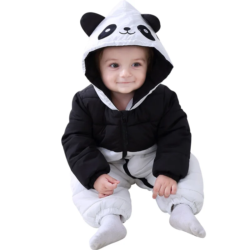 

Panda Kigurumis Baby Girl Boy Clothes Anime Cute Baby Romper Winter Thicken Newborn Outfit Waterproof Infant Playsuit Clothing