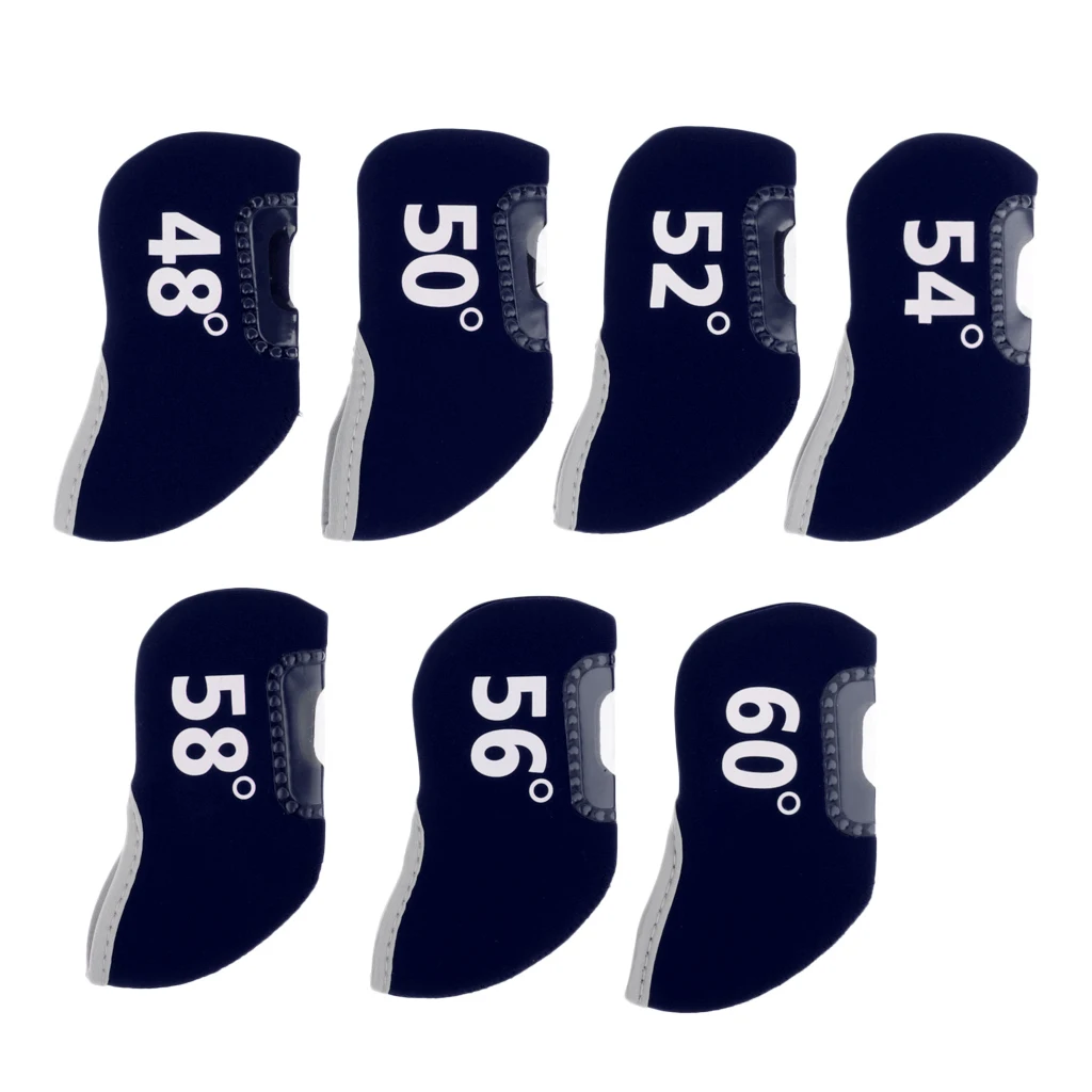 Pack 7 Sports Golf Club Iron Putter Headcover Head Cover Protector Set Accessories - Different Degrees - Durable & Portable