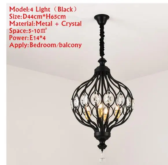 Black 4 Light Современная хрустальная люстра для кухни, спальни, арт-деко, СВЕТОДИОДНЫЙ Потолочный подвесной светильник, канделябр - Цвет абажура: Black 4 Light