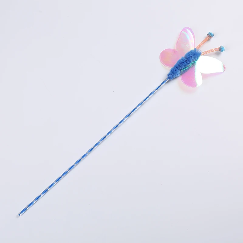 Материал с пайетками butterfly cat teaser stick интерактивные игрушки для питомцев - Цвет: blue