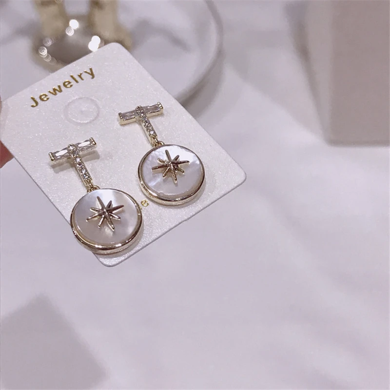 S925 Серебряные серьги-гвоздики из натуральной раковины для женщин, роскошные геометрические круглые серьги с цирконом цветком, брендовые ювелирные изделия kolczyki Z157