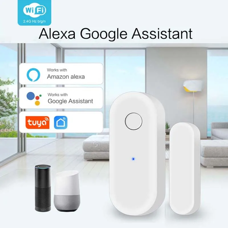 

Tuya Smart WiFi Door Sensor Window Sensor Door Magnetic Alarm Detector Independent Magnetic Sensor Works With Alexa Google Home