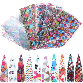

10pcs Colorful Nail Foil Set Adhesive Decals Wraps Stickers Nail Art Transfer Foils Decorations Manicure Sliders TRXKH40-53-55