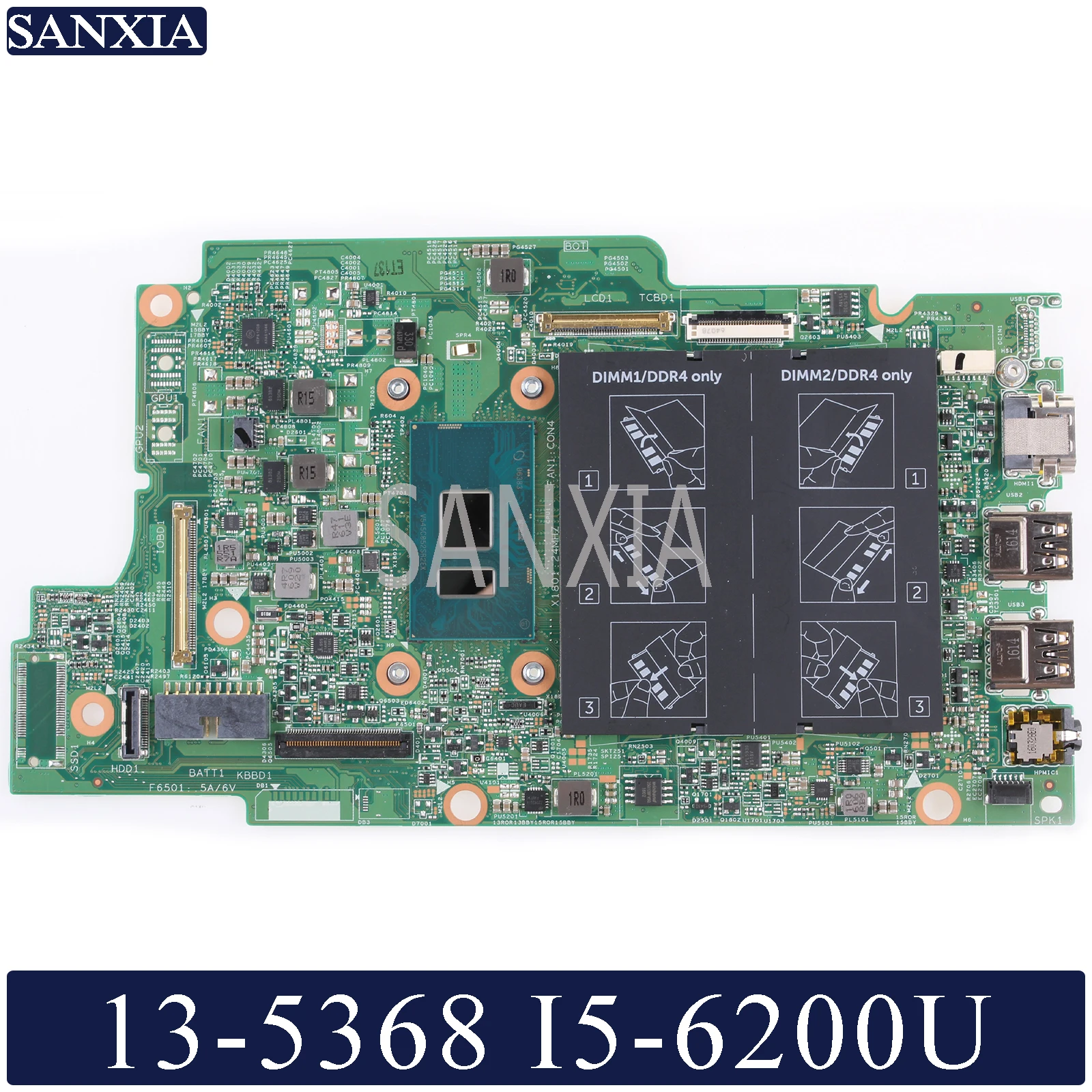 KEFU 15296-1 Laptop motherboard for Dell 13-5368 15-5568 original mainboard I5-6200U