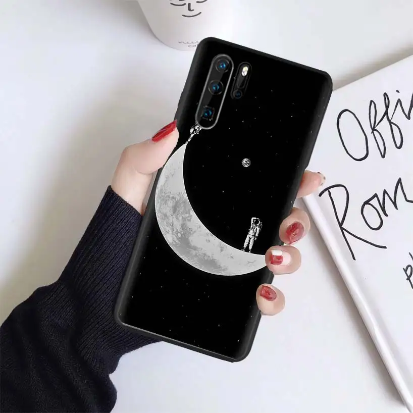 Космическая Луна астронавт черный Coque чехол для huawei mate 30 20 10 P30 P20 P10 Pro Lite P Smart Z мягкий чехол для телефона