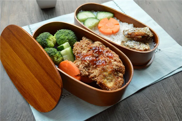 Натуральные Деревянные Ланч-боксы японский Овальный bento box ручной работы деревянный фруктовый суши портативный контейнер для еды студентов столовая посуда