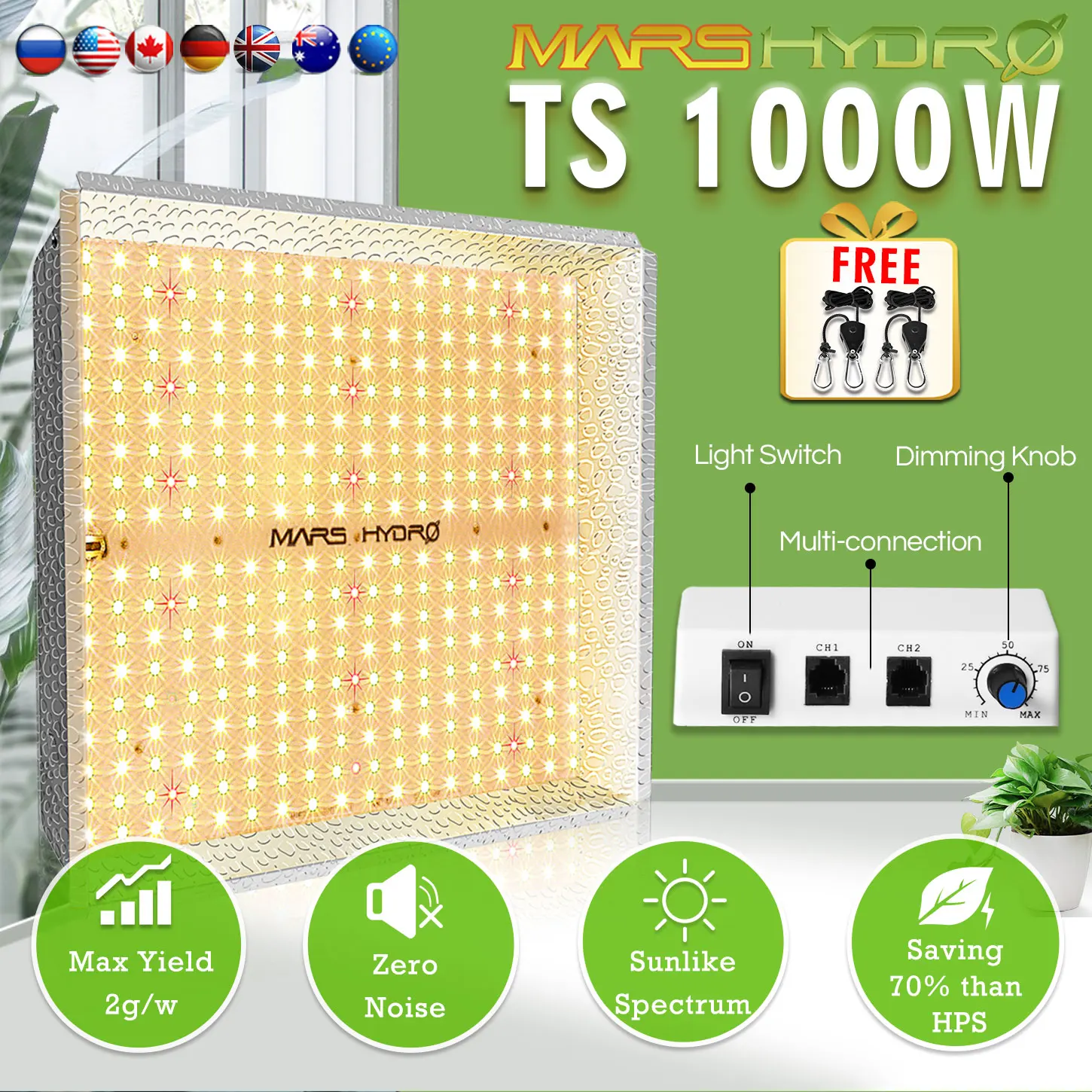 Mars Hydro TS 1000W LED Grow Light Combo Full Spectrum For Hydroponics&Medical Plants No Stock in Russia