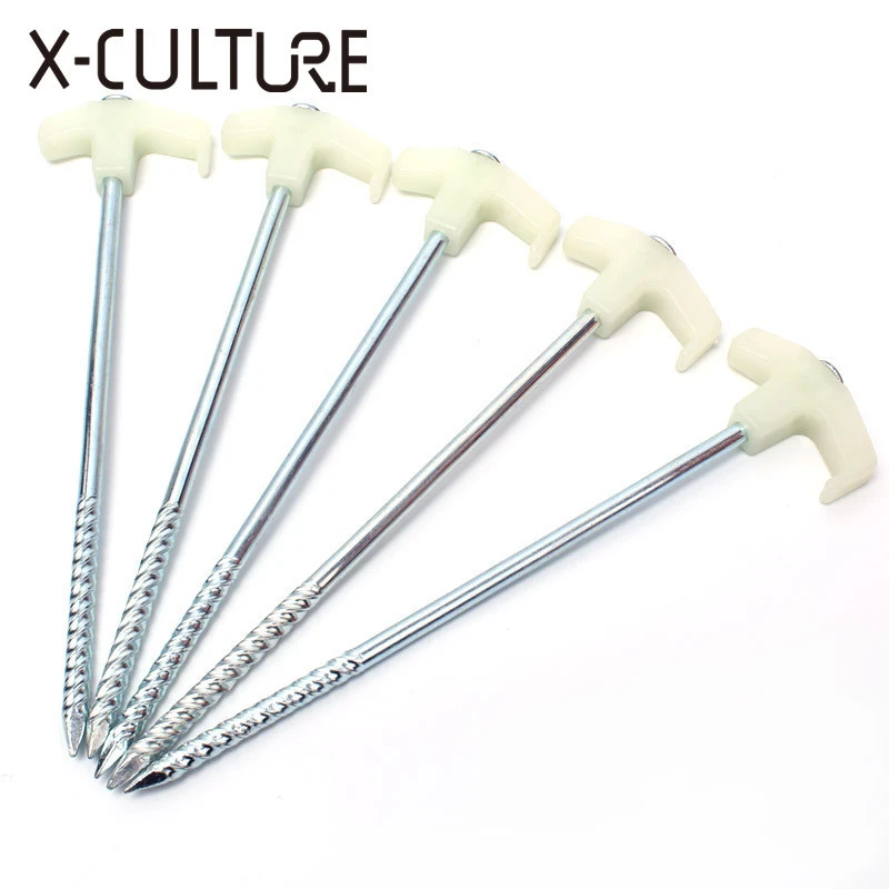 2/4/8/10Pcs Ultralight Camping Tent Pegs 25cm Florescent Long Screw