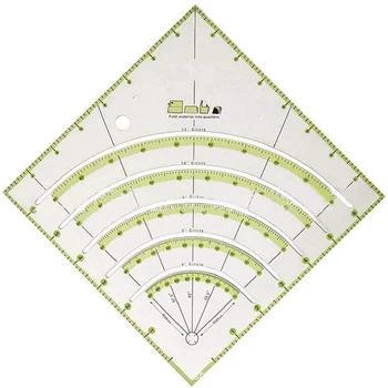 

Arcs Fans Quilt Circle Cutter Ruler Multifunctional Cutting Ruler DIY Tools with Double Colored Lines H-best