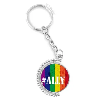 

Ally LGBT Rainbow Pattern Rotatable Key Chain Ring Keyholder
