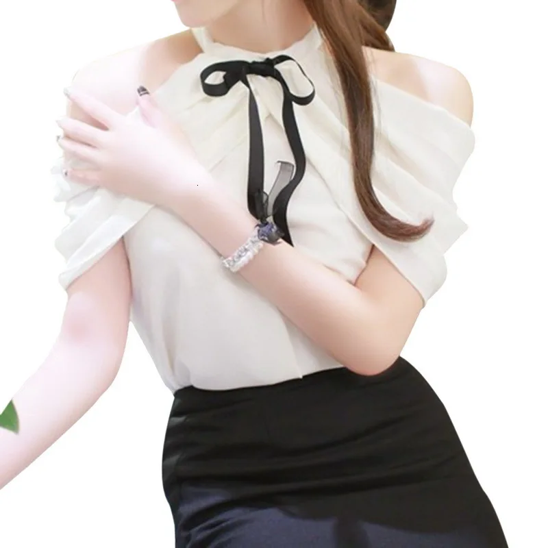 LEH кружевные блузки женские Открытые Сексуальные Топы Женские однотонные повседневные офисные рубашки плюс размер 5xl Блузы с v-образным вырезом уличная - Цвет: White 3