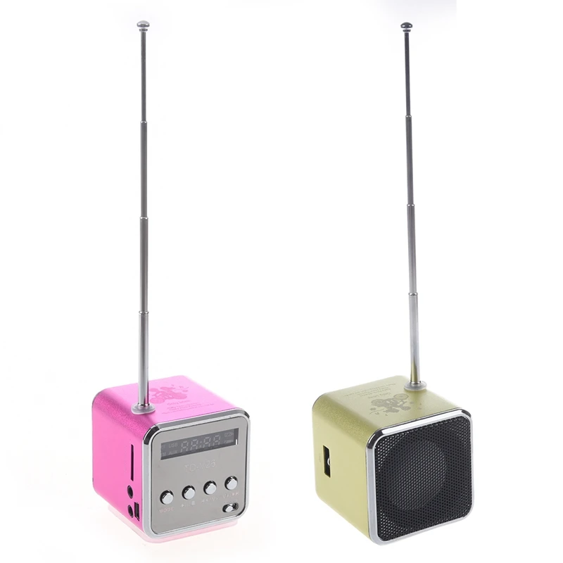 2Pc TD-V26 портативный мини цифровой динамик с Micro-SD/TF/USB/FM(розовый и зеленый