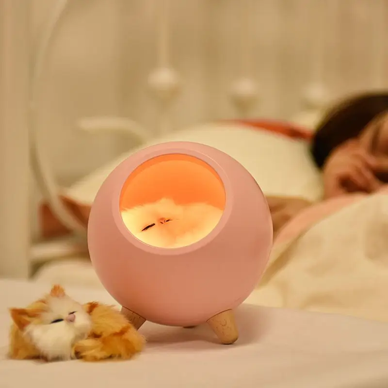 Светодиодный светильник в виде симпатичного кошкиного домика с сенсорным датчиком, настольная лампа с регулируемой яркостью, ночной Светильник для питомца кошки для гостиной, детской спальни