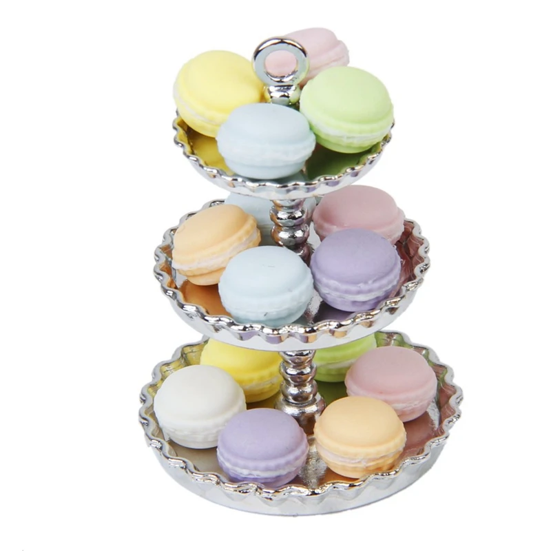 1Pcs 1/12 Dollhouse Miniature 3 layer Metal Desserts Snack Rack Stand J2V 