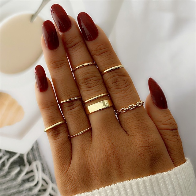 Gold Twist Pearl Pearl Rings Set Fashion Geometric Hollow Crystal Ring For Women Heart Joint Rings Boho Jewelr Accessories