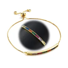 Семь цветов радуги бар браслет циркон регулируемый браслет микро набор циркон браслет/кулон для женщин элегантные свадебные подарки