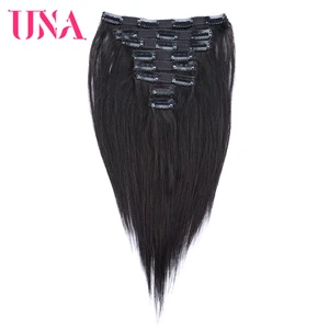 Extensiones de cabello UNA Clip en 8 piezas-Cabello humano brasileño Premium para mujer, extensiones de cabello Remy grueso de doble trama recta, Clip i