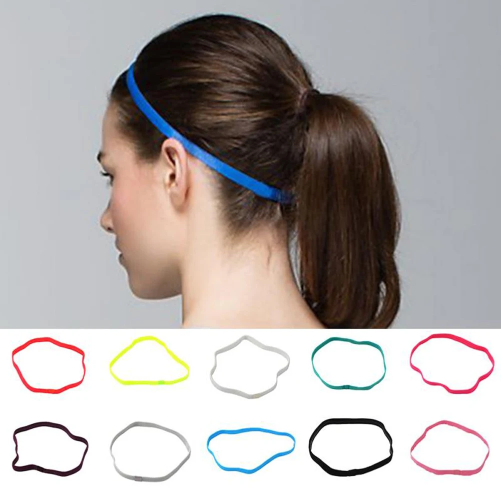 hair clips for fine hair Candy Color Sport Headband Women Men Anti-slip Yoga Fitness Sweatband Elastic Rubber Band Girl Football Running Hair Accessories head scarves