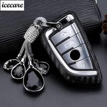 

Carbon Fiber Rubber Key Case Wallet For BMW F20 G30 X1 F48 F31 X5 F15 F30 X3 X5 X6 X7 F20 E34 E90 E60 E36 Key Ring Cover Shell