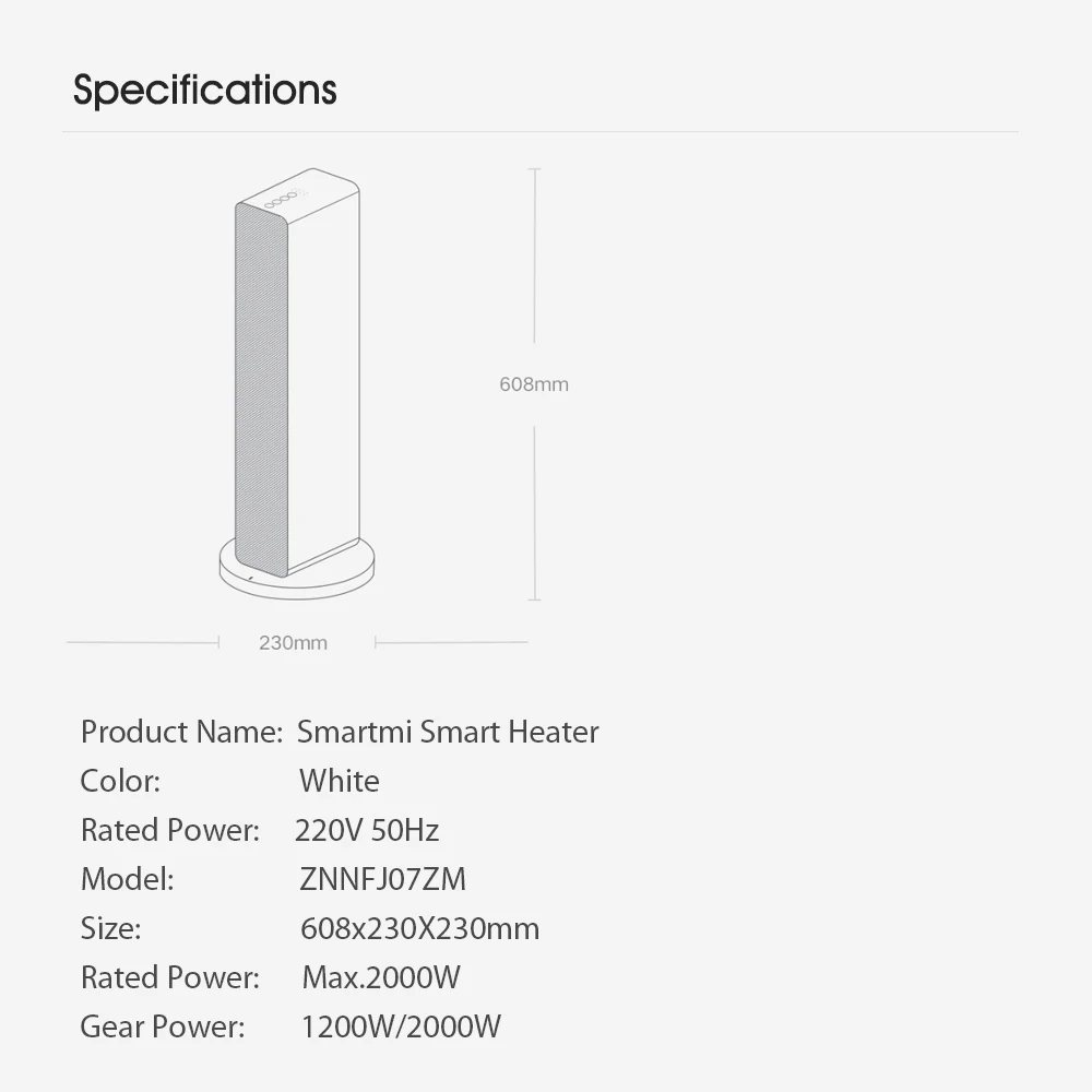 Xiaomi Smartmi умный электрический обогреватель PTC керамический нагреватель теплый воздушный вентилятор управление с помощью приложения с пультом дистанционного управления 2000 Вт 220 В