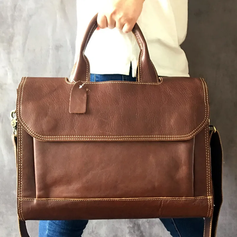 Мужской портфель из натуральной кожи, Диагональная Сумка через плечо, мужская сумка, сумки-мессенджеры, деловые мужские портфели для ноутбука 14 дюймов