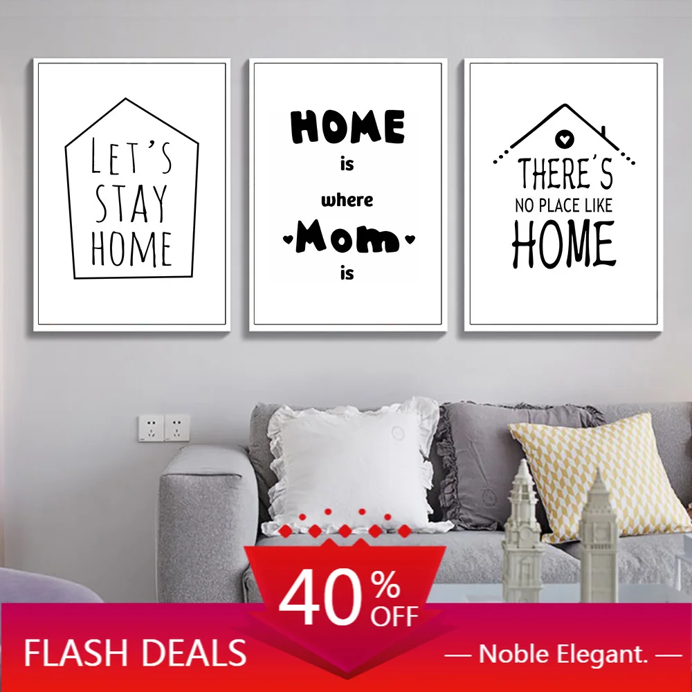 Canvas Painting Black And White Home Quote Kids Room Quotes Posters Prints Minimalist Wall Pictures Murals Nordic Poster | Дом и сад