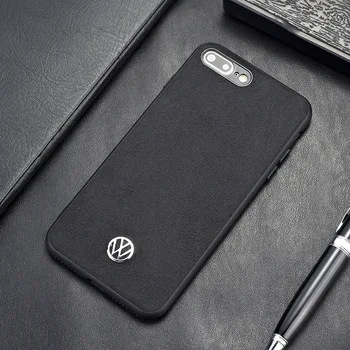 

New Explosive Suede Soft Cover Case For iPhone 6 6S 7 8 plus X XR XS MAX 11 pro Metal patch Luxury Car for Leather Phone Case