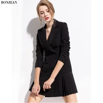 

Plus Size Fashion New Spring Women Jacket Korean Black Mid-Length Casual Slim Long Sleeve Small Suit Ladies Office Jackets 2020
