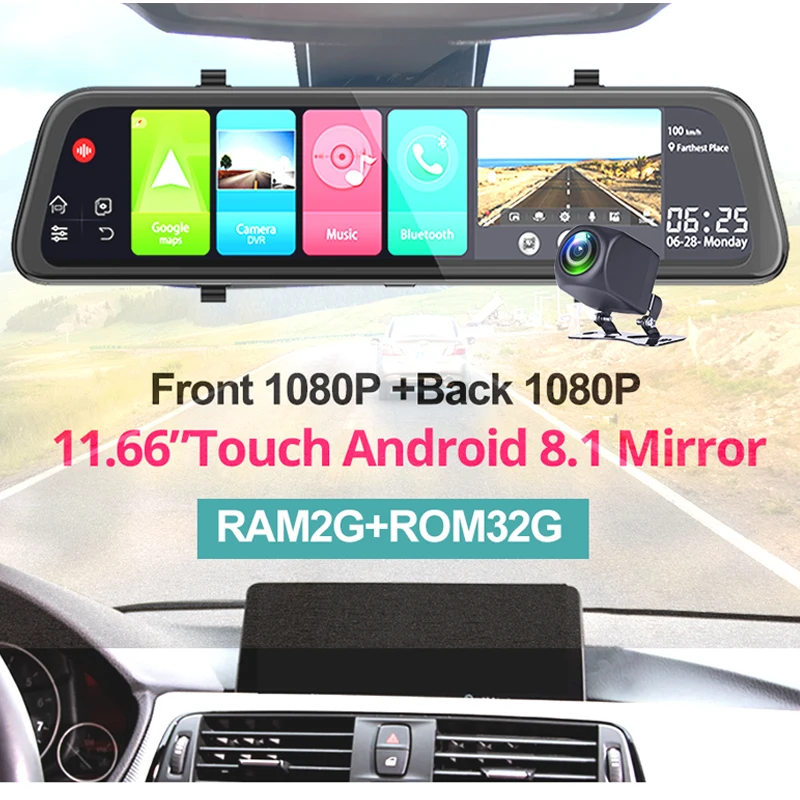Maiyue star 12 дюймов Android 8,1 4G dash cam Автомобильное Зеркало dvr камера RAM2G ROM32G gps навигация рекордер ADAS wifi Dual1080P dvrs