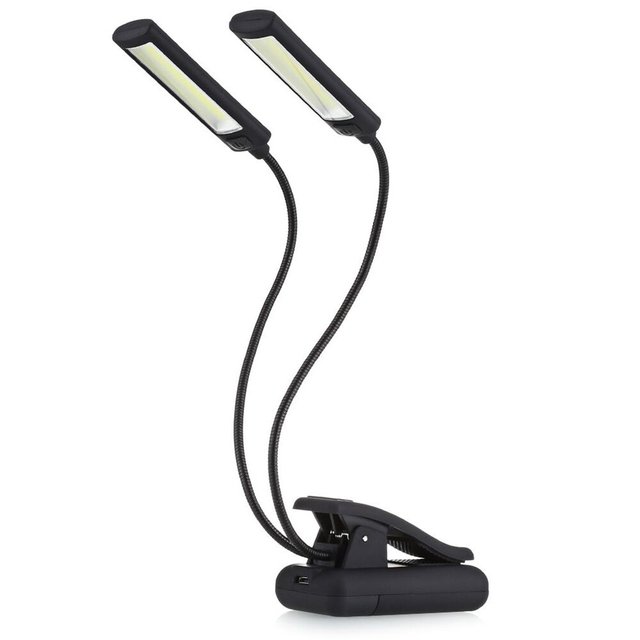Battery Clip on Book Reading LED Light 6W COB Flexible Arm Stand Lamp for Laptop Notebook Working Portable Night Light LESHP