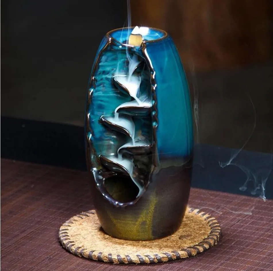 

2019 New Incense Burner Backflow Incense Ceramic Crafts Incense Ddiffuser Home Office Mountain River Handicraft Incense Holder