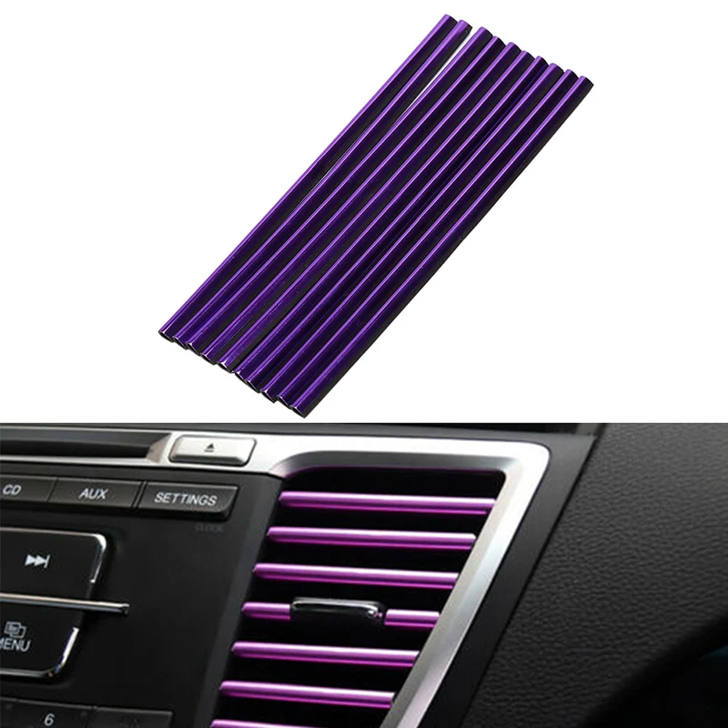 10Pcs Auto Car Accessories Colorful Air Conditioner Air Outlet Decoration Strip 