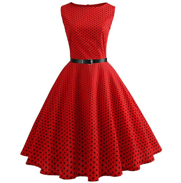 Floral Print Women Summer Dress Hepburn 50s 60s Retro Swing Vintage Dress A-Line Party Dresses With Belt jurken Plus Size 6