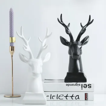 

Nordic Style Deer Head Home Decoration Accessories Ceramic Crafts Direct TV Cabinet Wine Cabinet Decorations
