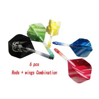 

5 Colors 6 pcs 2BA Crystal Transparent Darts Rod with 6 pcs Wings PC Material for Darts Accessory