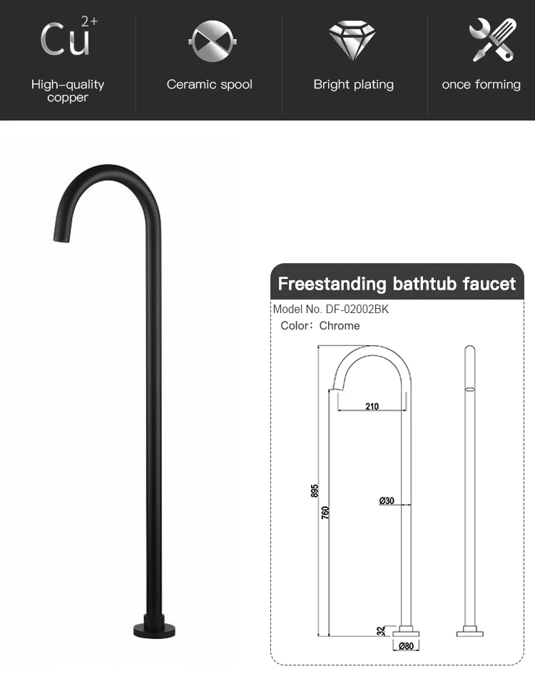 High Quality New Chrome Brass Goose Neck cUpc Bathtub Faucet Bathroom Products