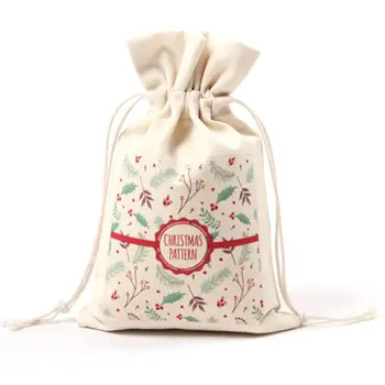 

Canvas Drawstring Bag Christmas Small Candy Storage Reusable D5BD