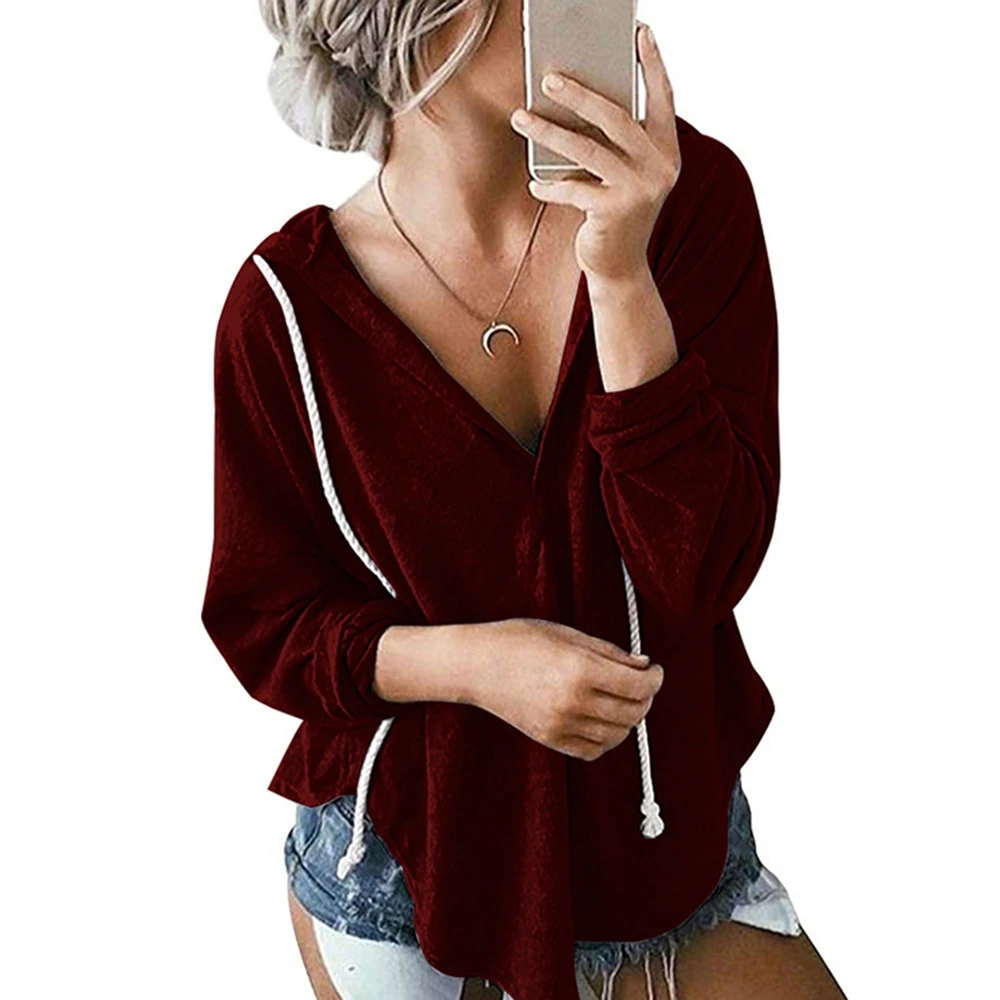 

LOOZYKIT 2019 Women Autumn Sweatshirt Solid Color Hooded Hoodie Loose Casual Pullover Long Sleeve Large Size Sweatshirt Women