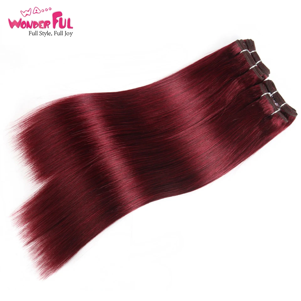 

Brazilian Yaki Straight Hair 4 Bundles Deal 190G Per Pack Human Hair Weave Bundles Remy Color 99J Hair Extensions