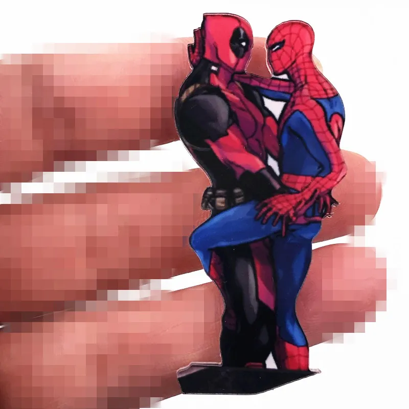 

1Pcs Avengers Spiderman Deadpool lover Anime Acrylic Badges for Diy Backpack Clothes pins Kids Brooches boys decoration gift