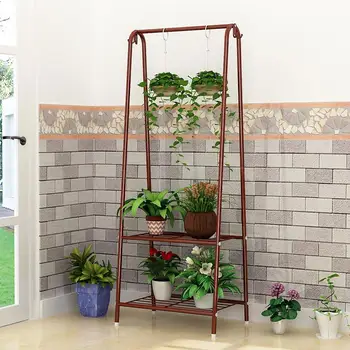

Flower stand balcony wrought iron flower pot shelf living room standing hanging flower rack hanging multi-function rack