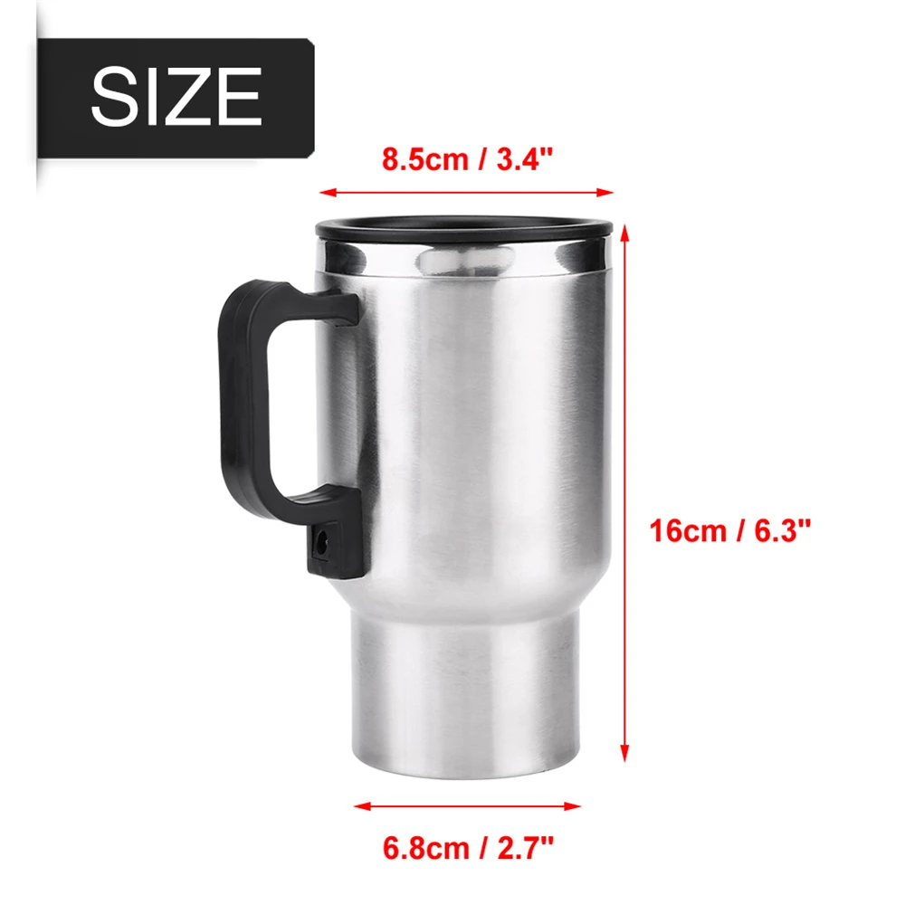 12V 450ml Vehicle Heating Cup Stainless Steel Electric Heating Car Kettle For Camping Travel Kettle Coffee Milk Thermal Bottle images - 6