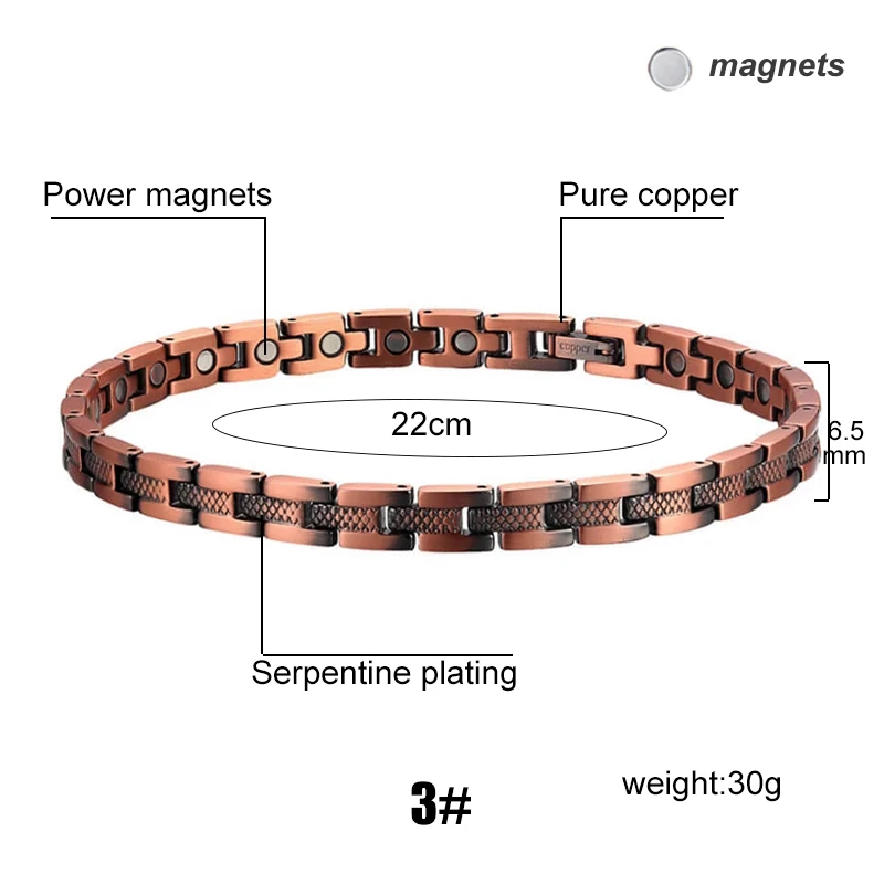 Vintage Copper Magnetic Bracelets For Women Pain Relief Pure Copper Adjustable Bio Energy Blood Pressure Accessory Bracelet